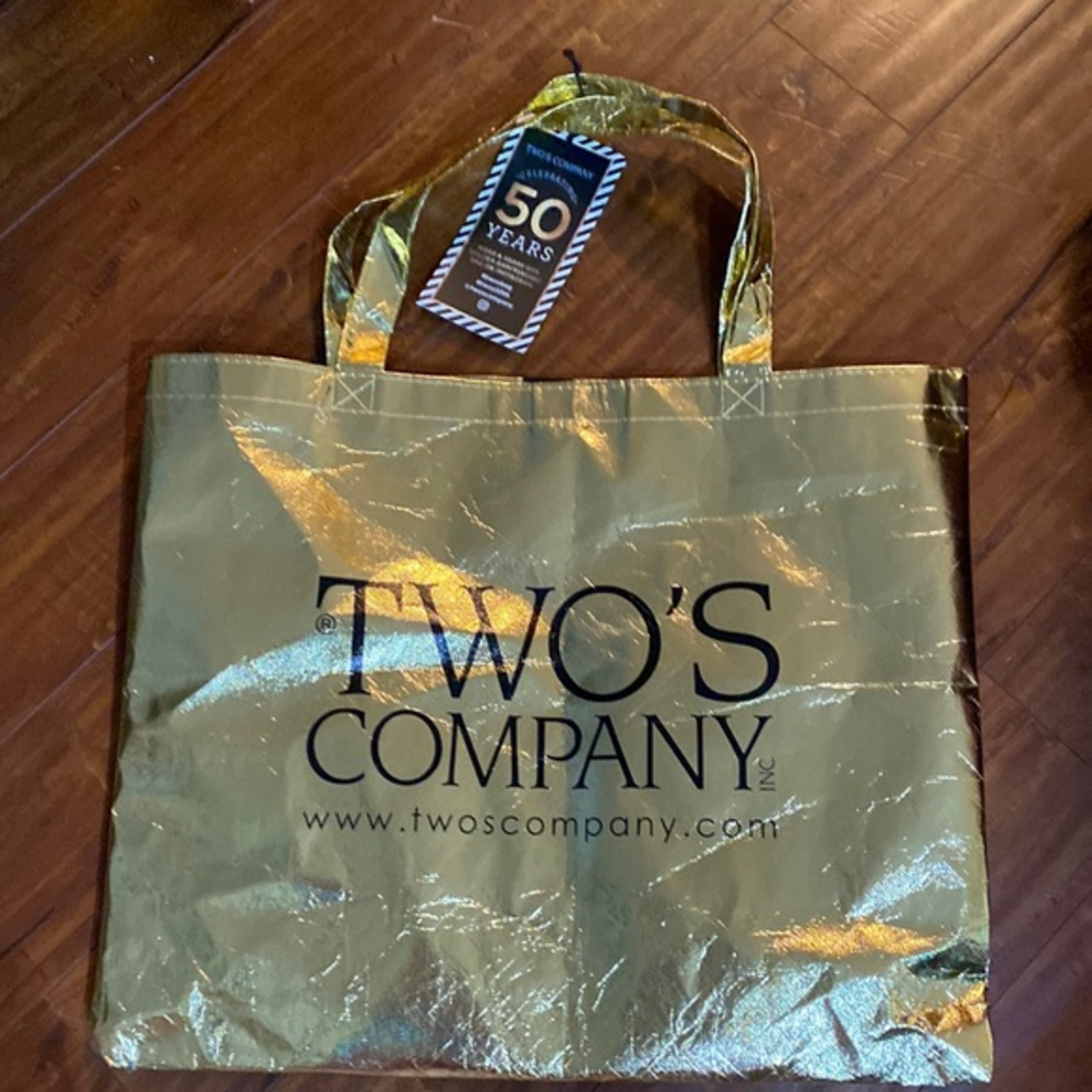 Two's Company 50th Anniversary Metallic Gold Reusable Tote Bag NWT Gift Bag